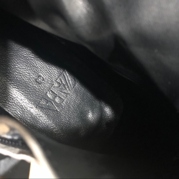 Zara off white square toe leather snakeskin print ankle boots - Picture 2 of 8